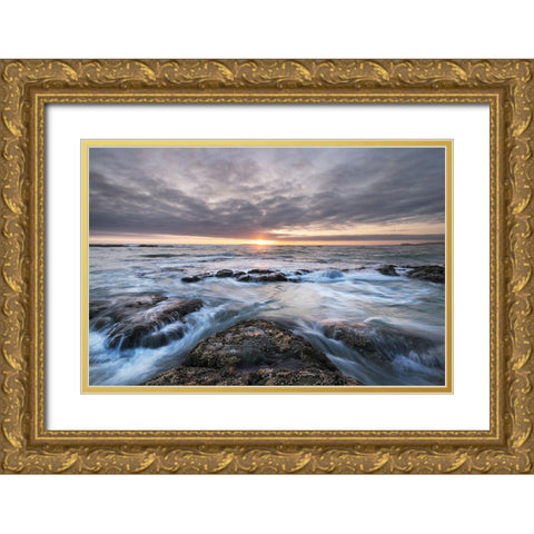 Kalaloch Beach 4 at sunset-Olympic National Park-Washington State Gold Ornate Wood Framed Art Print with Double Matting by Majchrowicz, Alan