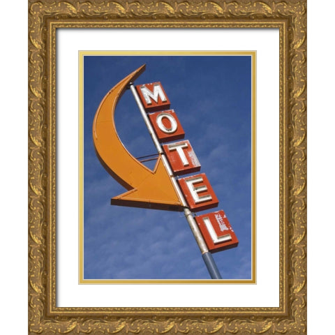 Washington, Cle Elum Detail of plain motel sign Gold Ornate Wood Framed Art Print with Double Matting by Ross, Nancy ,  Steve