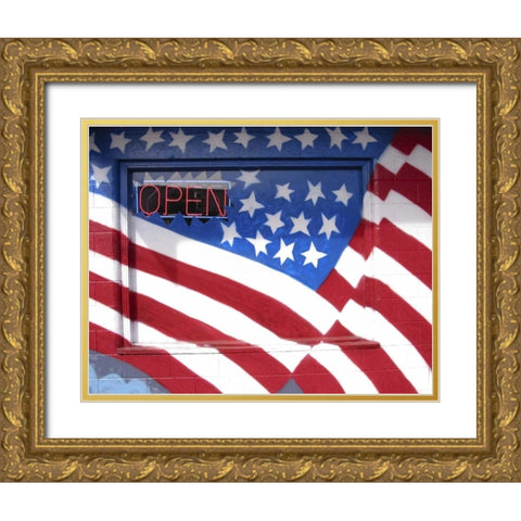 WA, Moses Lake Flag wall mural on a business Gold Ornate Wood Framed Art Print with Double Matting by Ross, Nancy ,  Steve