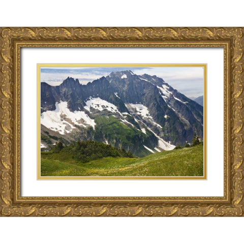 Washington , Cascade Pass Mountain landscape Gold Ornate Wood Framed Art Print with Double Matting by Paulson, Don