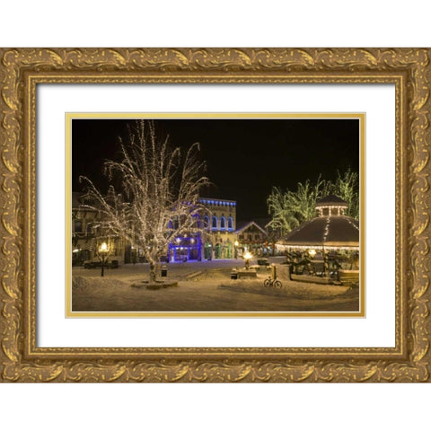 USA, Washington, Leavenworth, Christmas Lights - Gold Ornate Wood Framed Art Print with Double Matting by Paulson, Don