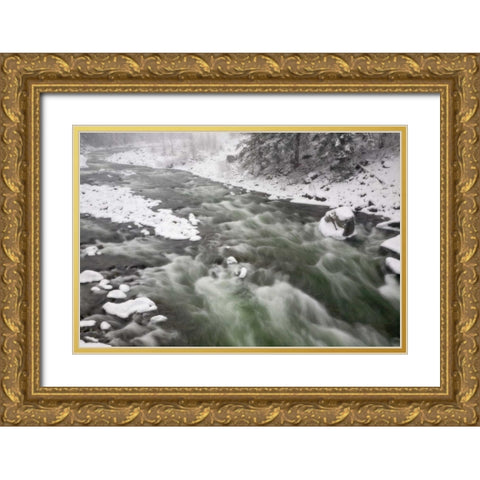 WA, Leavenworth Rapids on Wenatchee River Gold Ornate Wood Framed Art Print with Double Matting by Paulson, Don
