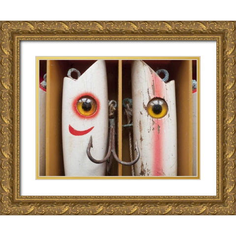 Washington, Seabeck Vintage fishing lures Gold Ornate Wood Framed Art Print with Double Matting by Paulson, Don
