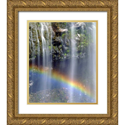 WA, Mount Rainer NP Rainbow at a waterfall Gold Ornate Wood Framed Art Print with Double Matting by Talbot Frank, Christopher