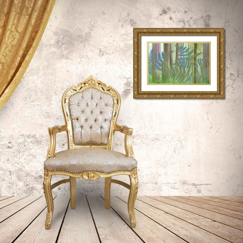 WA, Seabeck Collage of bracken ferns and forest Gold Ornate Wood Framed Art Print with Double Matting by Paulson, Don