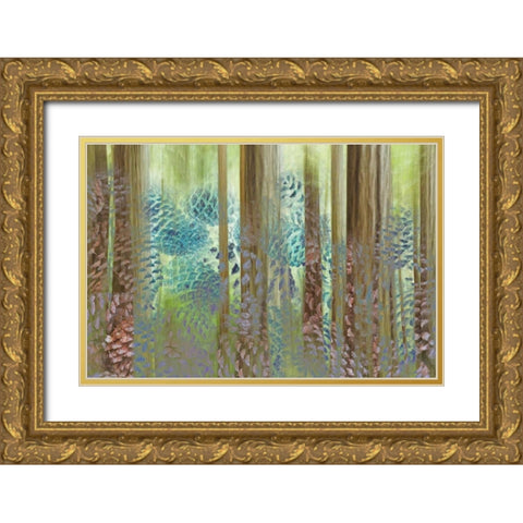WA, Seabeck Collage of pine cones and trees Gold Ornate Wood Framed Art Print with Double Matting by Paulson, Don