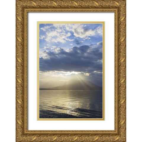 Washington, Seabeck God rays over Hood Canal Gold Ornate Wood Framed Art Print with Double Matting by Paulson, Don