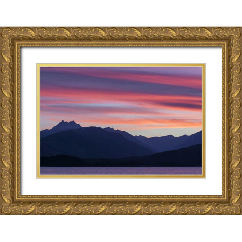 WA, Seabeck Olympic Mountains and Hood Canal Gold Ornate Wood Framed Art Print with Double Matting by Paulson, Don
