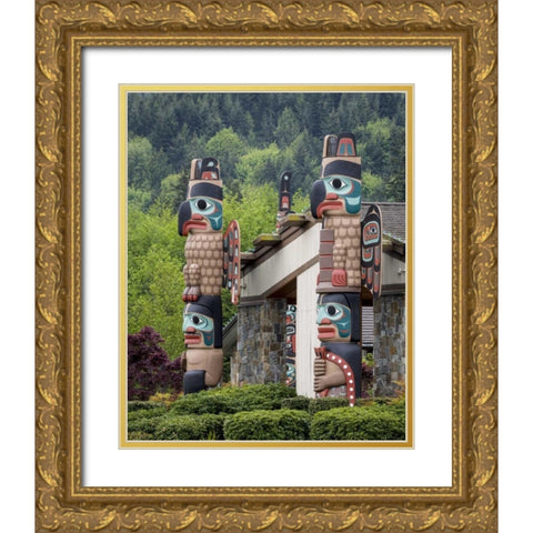 USA, Washington State, Jamestown Totem art PR Gold Ornate Wood Framed Art Print with Double Matting by Paulson, Don