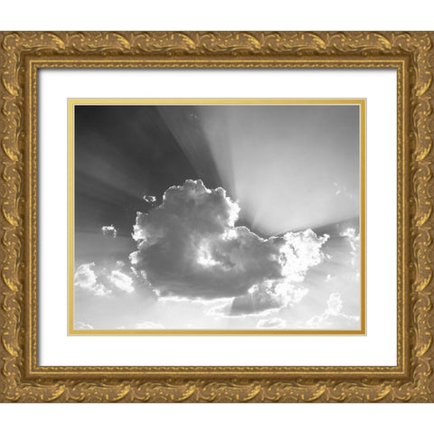 Washington God rays stream from behind cloud  Gold Ornate Wood Framed Art Print with Double Matting by Jaynes Gallery