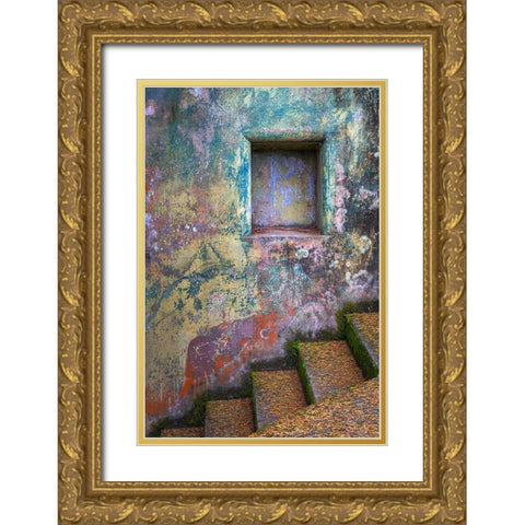 Washington State-Port Townsend-Fort Worden State Park Painted walls and stairway  Gold Ornate Wood Framed Art Print with Double Matting by Jaynes Gallery