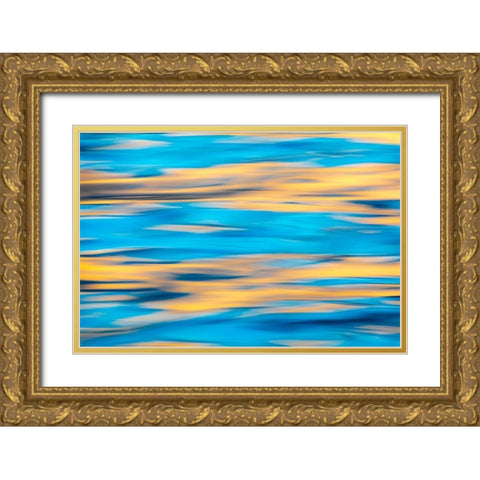 Washington State-Seabeck Blue and gold reflections on Hood Canal  Gold Ornate Wood Framed Art Print with Double Matting by Jaynes Gallery