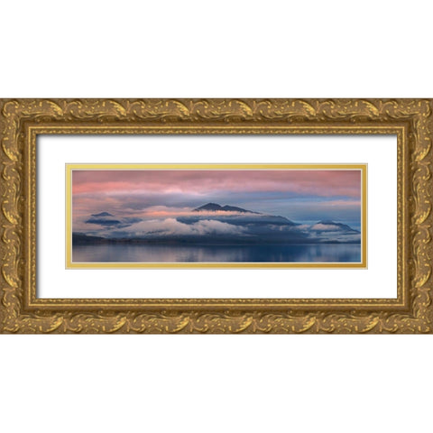 Washington State-Seabeck Panoramic of sunset over Hood Canal  Gold Ornate Wood Framed Art Print with Double Matting by Jaynes Gallery