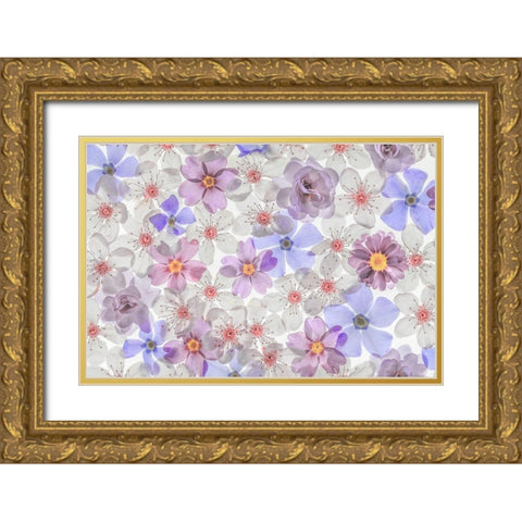 Washington State-Seabeck Montage of spring flowers Gold Ornate Wood Framed Art Print with Double Matting by Jaynes Gallery