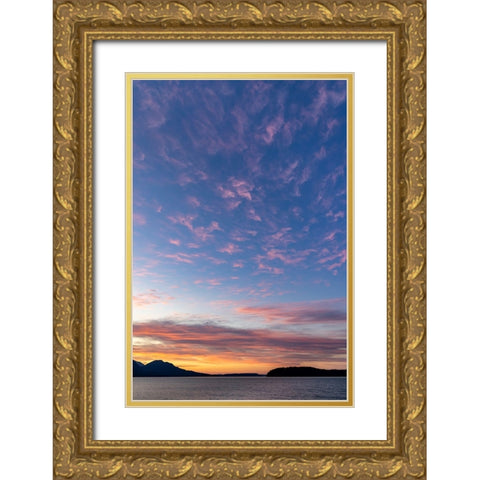 USA-Washington State-Seabeck Sunset over Hood Canal Gold Ornate Wood Framed Art Print with Double Matting by Jaynes Gallery