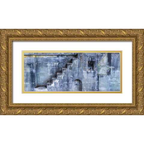 USA-Washington State-Fort Flagler State Park Panoramic of stairs and weathered concrete walls Gold Ornate Wood Framed Art Print with Double Matting by Jaynes Gallery