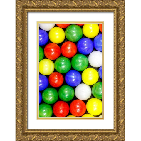 USA- Washington State- Seabeck. Close-up of colorful marbles. Gold Ornate Wood Framed Art Print with Double Matting by Jaynes Gallery