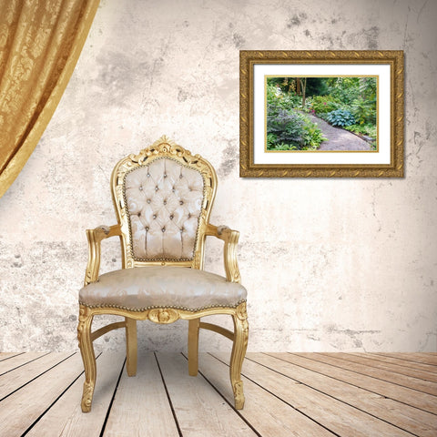 USA- Washington State. Bellevue Botanical garden and shade garden Gold Ornate Wood Framed Art Print with Double Matting by Gulin, Darrell