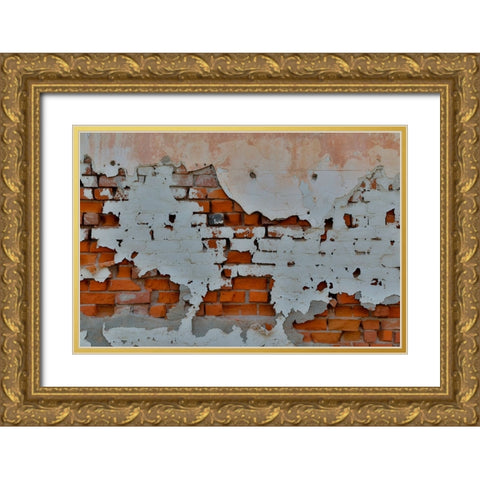 USA- Washington State- Oaksdale. Eastern Washington old painted brick wall Gold Ornate Wood Framed Art Print with Double Matting by Gulin, Darrell