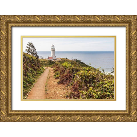 Washington State-Ilwaco-Cape Disappointment State Park North Head lighthouse Gold Ornate Wood Framed Art Print with Double Matting by Wilson, Emily