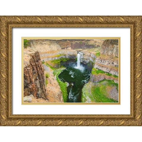 Palouse Falls State Park-Washington State-USA-Palouse Falls in Palouse Falls State Park Gold Ornate Wood Framed Art Print with Double Matting by Wilson, Emily M.