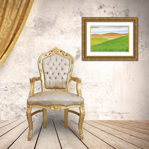 Pullman-Washington State-USA-Rolling wheat fields in the Palouse hills Gold Ornate Wood Framed Art Print with Double Matting by Wilson, Emily M.