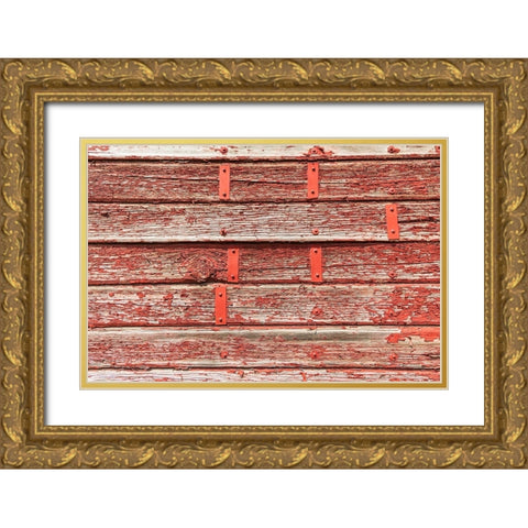 Latah-Washington State-USA-Peeling red paint on a weathered old barn Gold Ornate Wood Framed Art Print with Double Matting by Wilson, Emily M.