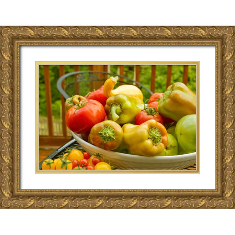 Sammamish-Washington State-USA Bowl of fresh produce Gold Ornate Wood Framed Art Print with Double Matting by Horton, Janet