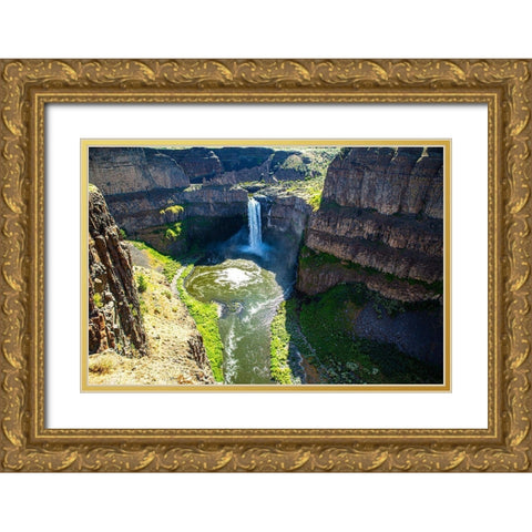 Palouse Falls State Park-Franklin and Whitman Counties-Washington State-waterfall landscape Gold Ornate Wood Framed Art Print with Double Matting by Sienda, Jolly