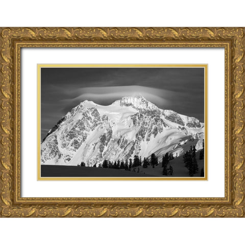 Washington State Heather Meadows Recreation Area-Mt Shuksan and lenticular cloud Gold Ornate Wood Framed Art Print with Double Matting by Wild, Jamie and Judy