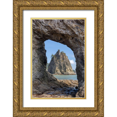WA-Olympic National Park-Rialto Beach-Hole-in-the-Wall Gold Ornate Wood Framed Art Print with Double Matting by Wild, Jamie and Judy