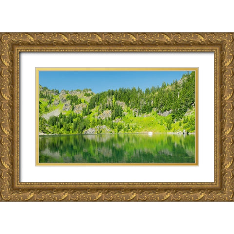 Washington State-Central Cascades-Rampart Ridge-Lake Lillian Gold Ornate Wood Framed Art Print with Double Matting by Wild, Jamie and Judy