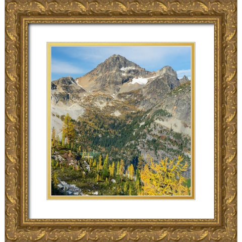 Washington State-North Cascades-Lewis Lake and Black Peak-view from Heather Pass Gold Ornate Wood Framed Art Print with Double Matting by Wild, Jamie and Judy
