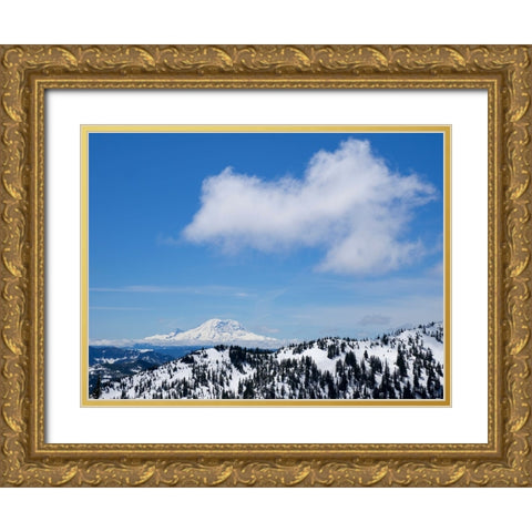 Washington State-Central Cascades View of Mount Rainier from Pratt Mountain Gold Ornate Wood Framed Art Print with Double Matting by Wild, Jamie and Judy