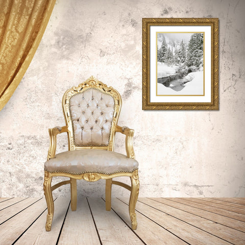Washington State- Central Cascades. Granite Creek winter scene Gold Ornate Wood Framed Art Print with Double Matting by Wild, Jamie and Judy