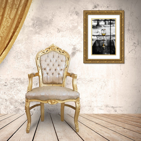 Washington State-Woodinville A glass of white wine reflects a spring day in a Woodinville winery Gold Ornate Wood Framed Art Print with Double Matting by Duval, Richard