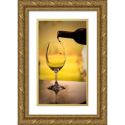 Washington State-Walla Walla Red wine backlit by the mid-day sun Gold Ornate Wood Framed Art Print with Double Matting by Duval, Richard