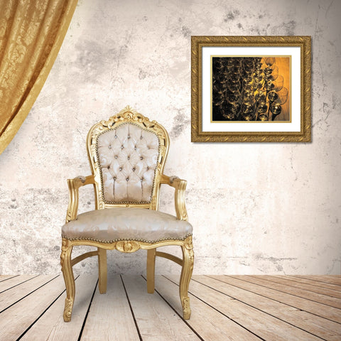 Washington State-Walla Walla Pattern of empty wine glasses in rich sunlight on wooden table Gold Ornate Wood Framed Art Print with Double Matting by Duval, Richard