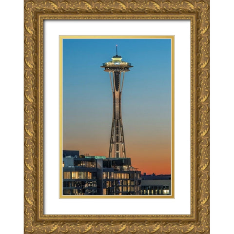 Washington State-Seattle Space Needle at Sunset Gold Ornate Wood Framed Art Print with Double Matting by Tilley, Rob
