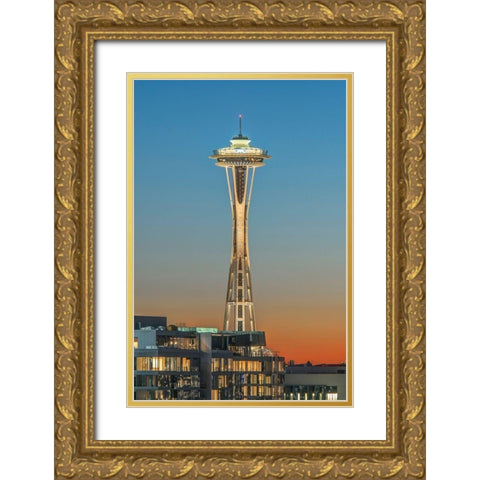 Washington State-Seattle Space Needle at Sunset Gold Ornate Wood Framed Art Print with Double Matting by Tilley, Rob