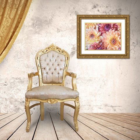 Washington State-Sammamish Dahlia flower design and patterns Gold Ornate Wood Framed Art Print with Double Matting by Gulin, Sylvia