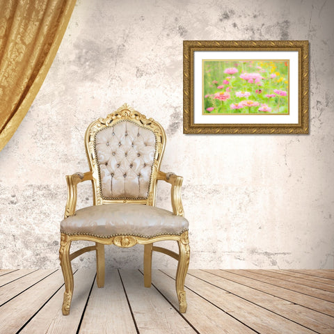 Washington State-Oakville-Pacific Northwest zinnia flower Gold Ornate Wood Framed Art Print with Double Matting by Gulin, Sylvia