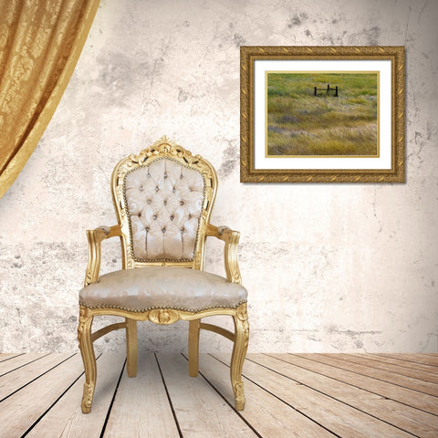 USA-Washington State-Palouse with wooden fence posts in grass field Gold Ornate Wood Framed Art Print with Double Matting by Gulin, Sylvia
