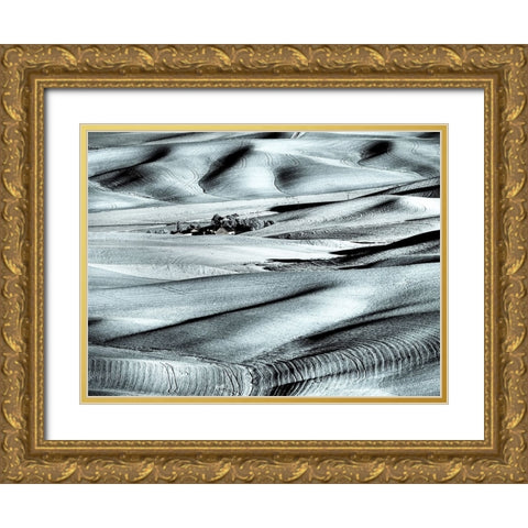 USA-Washington State-Palouse region-Rolling hills at Sunset Gold Ornate Wood Framed Art Print with Double Matting by Eggers, Terry