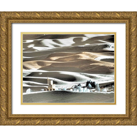 USA-Washington State-Palouse region-the town of Steptoe at Sunset Gold Ornate Wood Framed Art Print with Double Matting by Eggers, Terry
