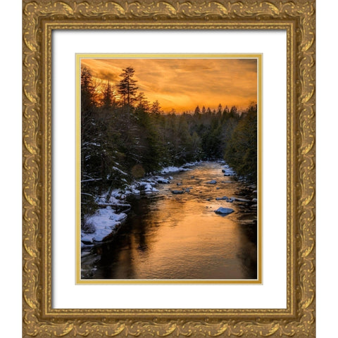 West Virginia-Blackwater Falls Sunset on Blackwater River landscape  Gold Ornate Wood Framed Art Print with Double Matting by Jaynes Gallery