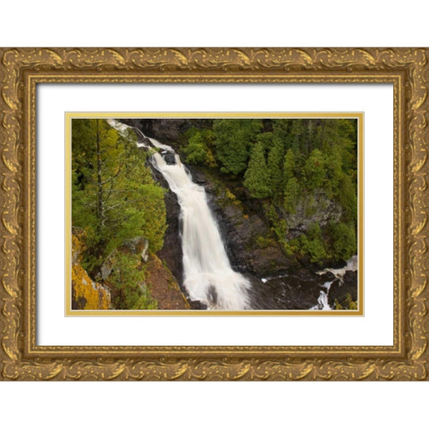 Wisconsin, Pattison SP Big Manitou Falls Gold Ornate Wood Framed Art Print with Double Matting by Grall, Don