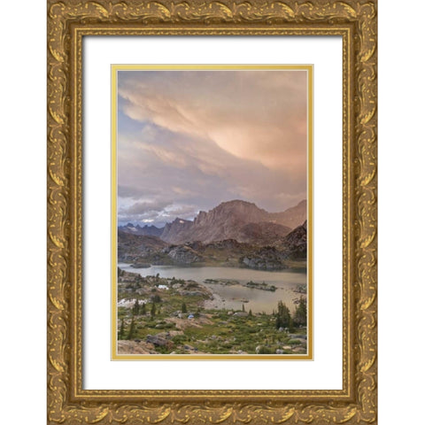 WY, Bridger NF Sunset on Wind River Range Gold Ornate Wood Framed Art Print with Double Matting by Paulson, Don