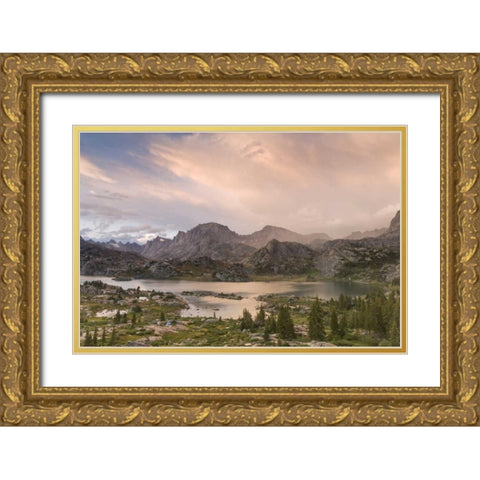 WY, Bridger NF Sunset on Wind River Range Gold Ornate Wood Framed Art Print with Double Matting by Paulson, Don