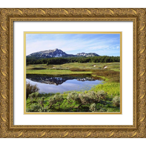 Wyoming, A tarn in the Rocky Mountains of Wyoming Gold Ornate Wood Framed Art Print with Double Matting by Talbot Frank, Christopher